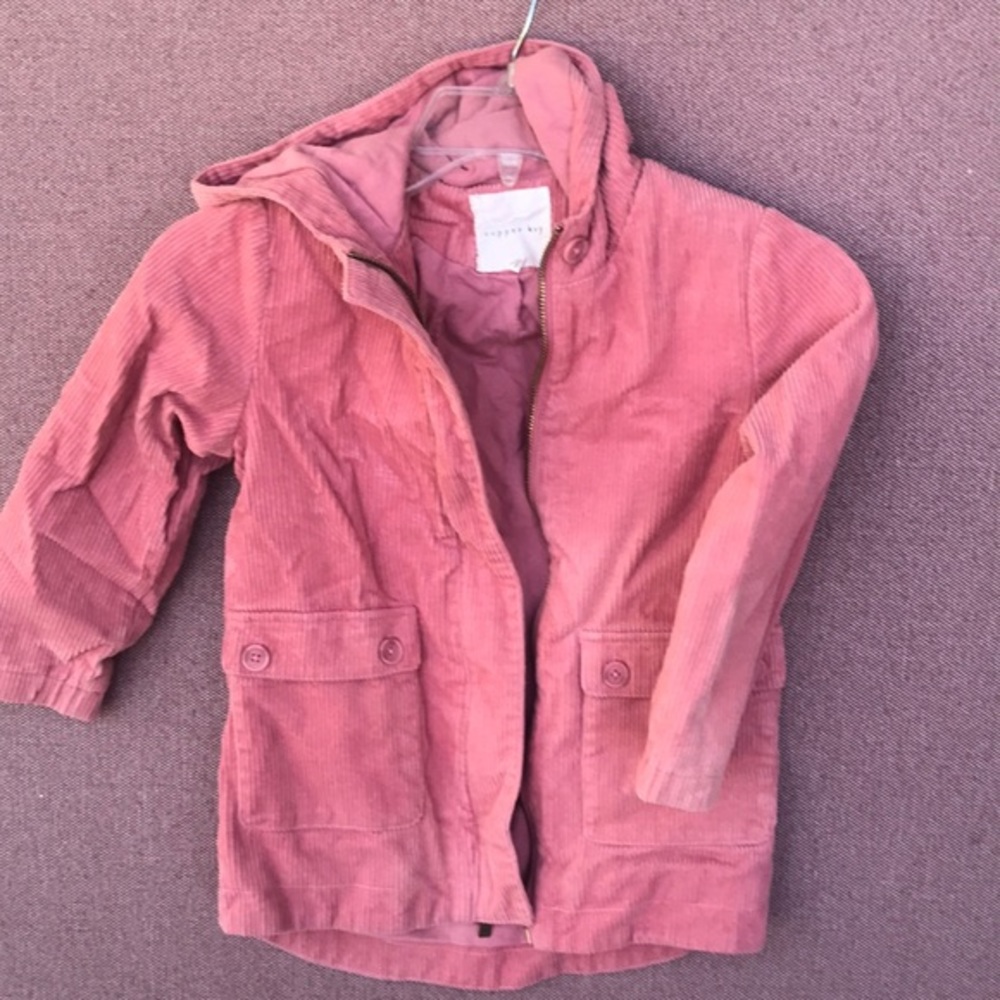 Cute‎ pink Copper Key Corduroy hooded coat